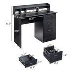 Three-drawers Wood Grain Particleboard Computer Desk