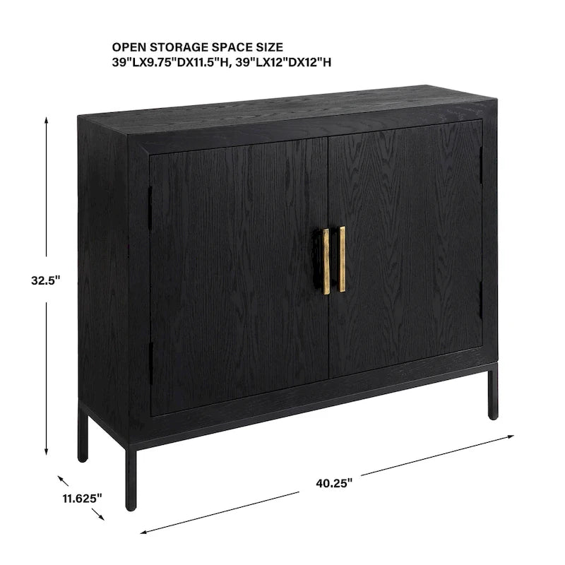 Dark Oak 2-Door Cabinet - 40.25" with Gold Pulls