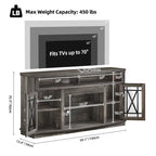 Moasis 59-inch Highboy 2-Door LED Lights TV Stand for TVs up to 70 Inches
