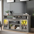 Moasis 59-inch Highboy 2-Door LED Lights TV Stand for TVs up to 70 Inches