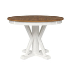 Felicia Farmhouse Natural Solid Wood Round Cross-buck Base Dining Table for 4 by HULALA HOME