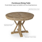 Felicia Farmhouse Natural Solid Wood Round Cross-buck Base Dining Table for 4 by HULALA HOME