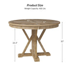 Felicia Farmhouse Natural Solid Wood Round Cross-buck Base Dining Table for 4 by HULALA HOME
