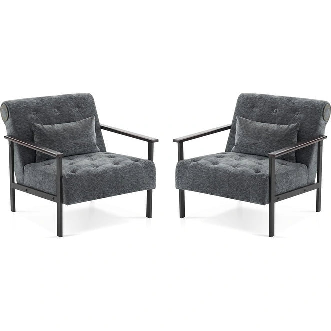 MCombo set of 2 Modern Accent, Ergonomics Lounge Chair for Living Room, Chenille, HQ417