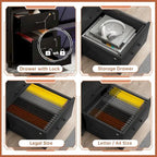 LED Computer Desk With Lock Drawers Keyboard Tray Power Outlet
