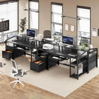 LED Computer Desk With Lock Drawers Keyboard Tray Power Outlet