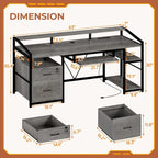 LED Computer Desk With Lock Drawers Keyboard Tray Power Outlet