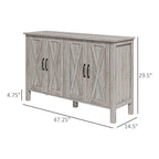 HOMCOM Buffet Cabinet, 47 Sideboard with 4 Barn Doors and 2 Adjustable Shelves, Farmhouse Coffee Bar Cabinet