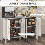 HOMCOM Buffet Cabinet, 47 Sideboard with 4 Barn Doors and 2 Adjustable Shelves, Farmhouse Coffee Bar Cabinet
