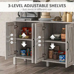 HOMCOM Buffet Cabinet, 47 Sideboard with 4 Barn Doors and 2 Adjustable Shelves, Farmhouse Coffee Bar Cabinet