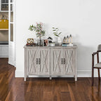 HOMCOM Buffet Cabinet, 47 Sideboard with 4 Barn Doors and 2 Adjustable Shelves, Farmhouse Coffee Bar Cabinet