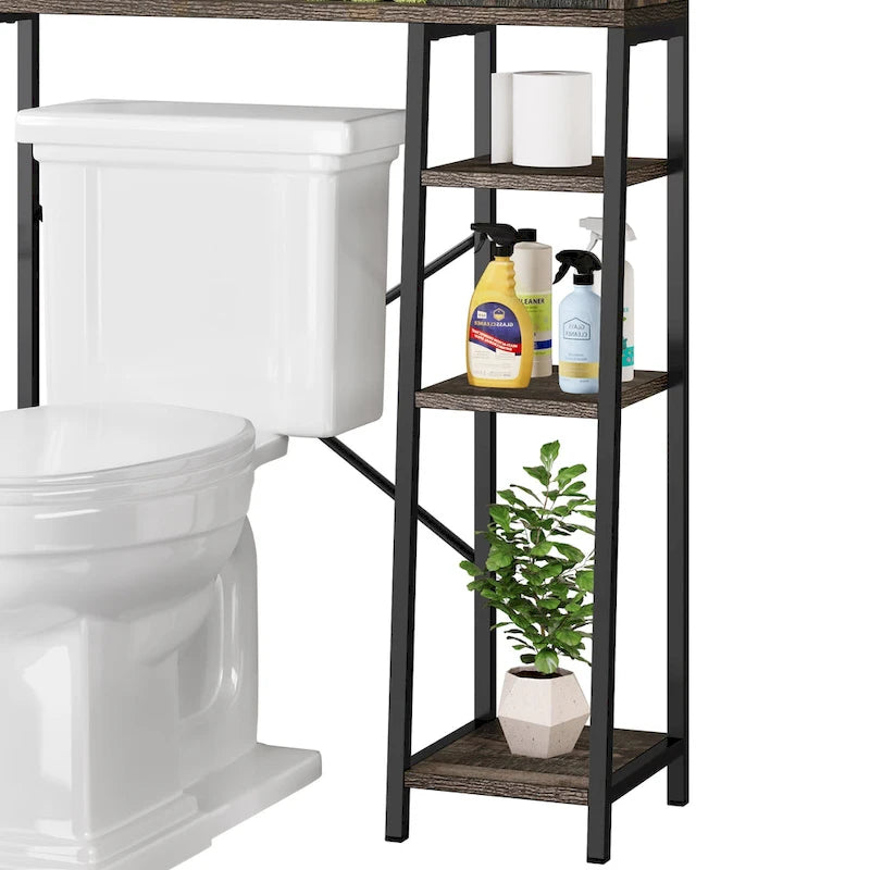 Moasis 61 Tall Over The Toilet Storage Cabinet Rack with Farmhouse Sliding Door and Metal Base