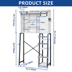Moasis 61 Tall Over The Toilet Storage Cabinet Rack with Farmhouse Sliding Door and Metal Base
