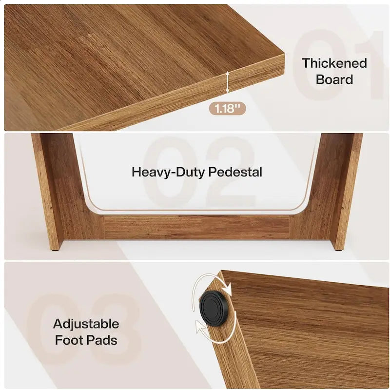 70.87-Inch Executive Desk, Wood Computer Desk for Home Office, Workstation Business Furniture