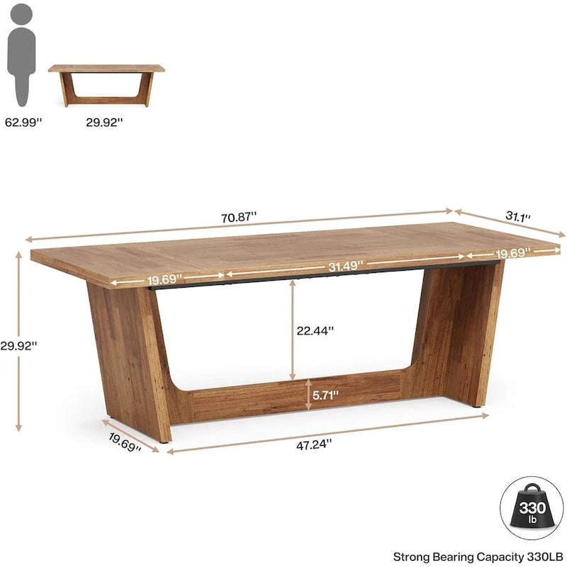 70.87-Inch Executive Desk, Wood Computer Desk for Home Office, Workstation Business Furniture