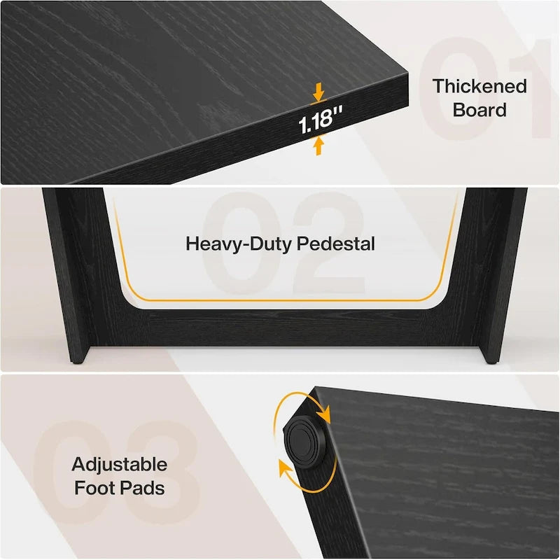 70.87-Inch Executive Desk, Wood Computer Desk for Home Office, Workstation Business Furniture