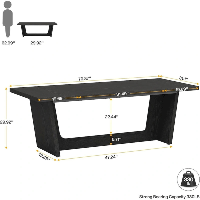70.87-Inch Executive Desk, Wood Computer Desk for Home Office, Workstation Business Furniture
