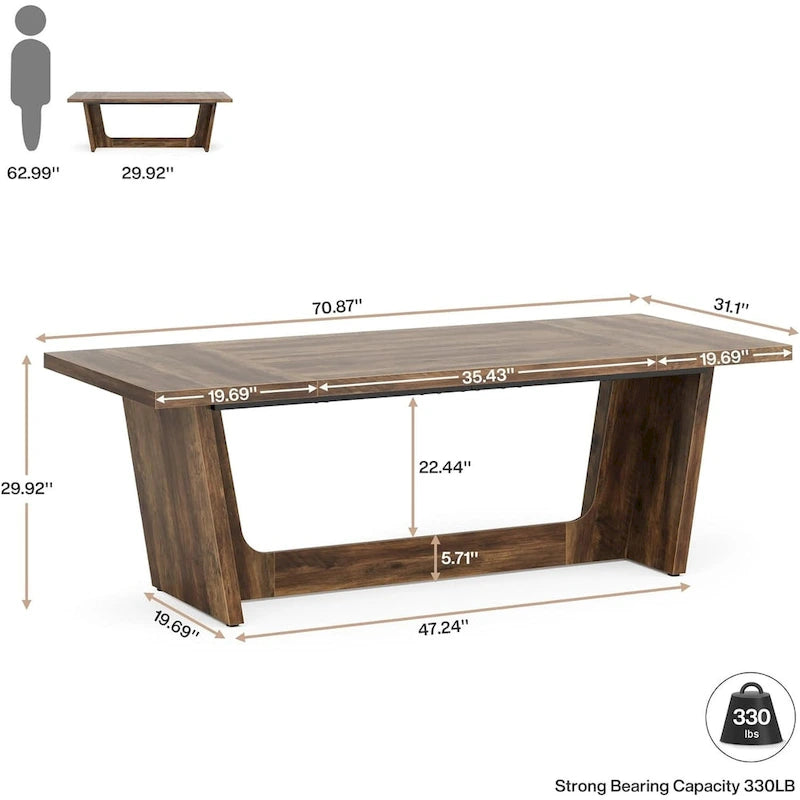 70.87-Inch Executive Desk, Wood Computer Desk for Home Office, Workstation Business Furniture