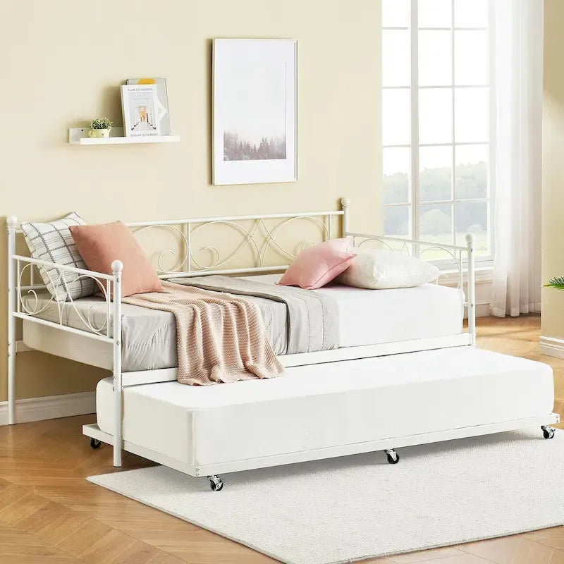 Twin Day Bed with Pull Out Trundle Bed Frame
