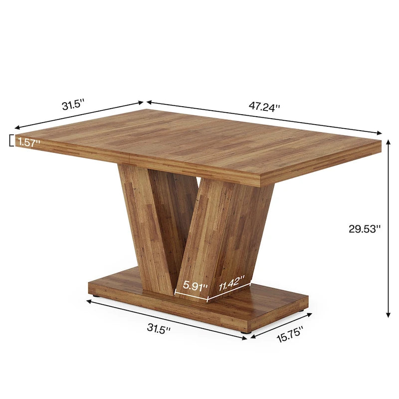 47 Farmhouse Small Rectangle Dining Table for Kitchen Dining Room