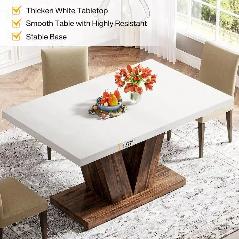 47 Farmhouse Small Rectangle Dining Table for Kitchen Dining Room