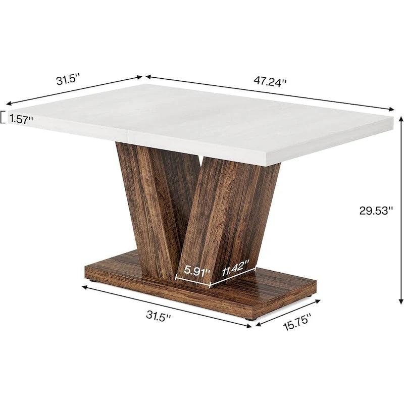 47 Farmhouse Small Rectangle Dining Table for Kitchen Dining Room