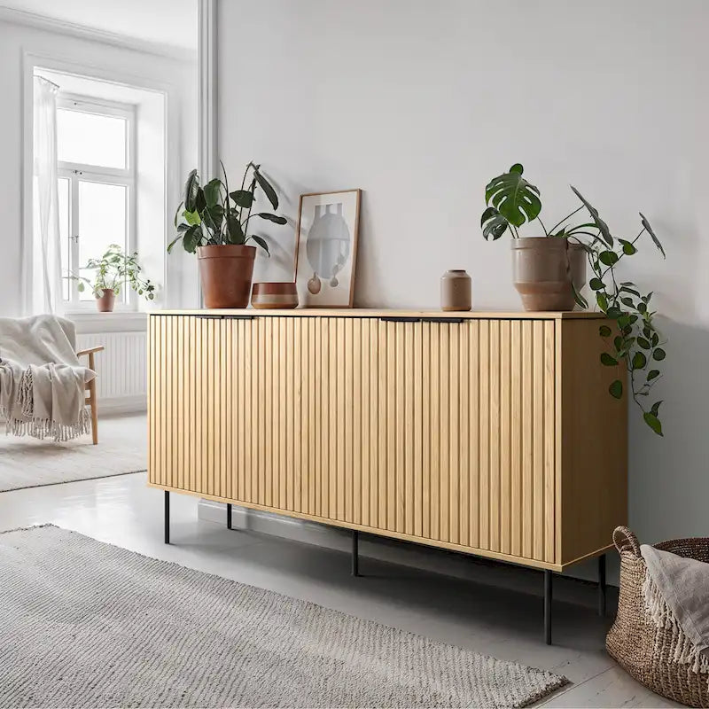 Alexander Fluted Sideboard Cabinet Buffet - 62