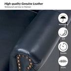 Gerhard Genuine Leather Armchair with Nailhead Trims and Removable Cushion Set of 2 by HULALA HOME