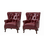 Gerhard Genuine Leather Armchair with Nailhead Trims and Removable Cushion Set of 2 by HULALA HOME
