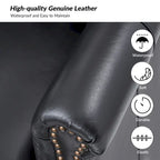 Gerhard Genuine Leather Armchair with Nailhead Trims and Removable Cushion Set of 2 by HULALA HOME