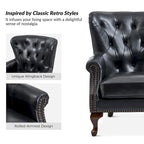 Gerhard Genuine Leather Armchair with Nailhead Trims and Removable Cushion Set of 2 by HULALA HOME