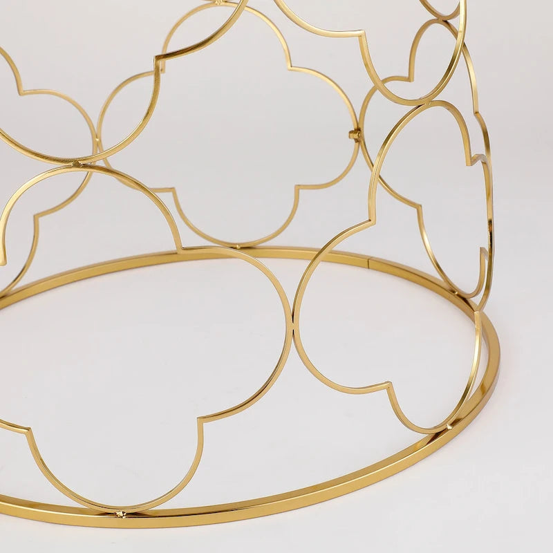 Coffee Table Set of 2 with Glass Top and Metal Wire, Round Side End Table