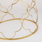 Coffee Table Set of 2 with Glass Top and Metal Wire, Round Side End Table