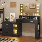 Makeup Vanity Table Mirror Lights LED Dresser 5 Drawers Cabinet