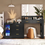 Makeup Vanity Table Mirror Lights LED Dresser 5 Drawers Cabinet