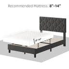 Diamond Upholstered Platform Bed Frame Wood Slat Support
