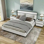 Conjira Modern White Wood 3-Piece Platform Bedroom Set (USB) by Furniture of America