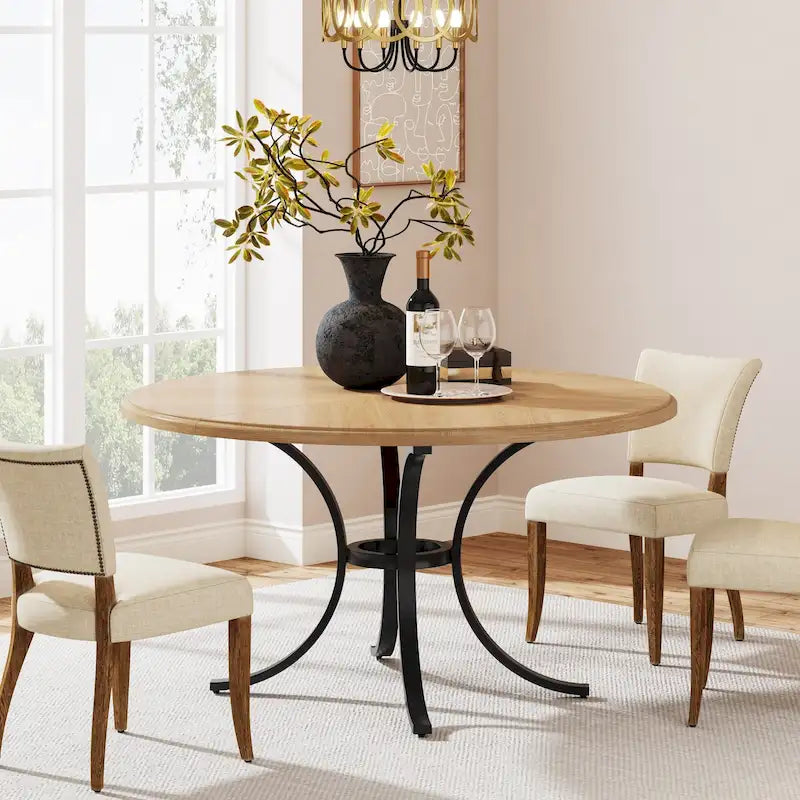 47 inch Round Dining Table Circle Dining Room Table for 4 People