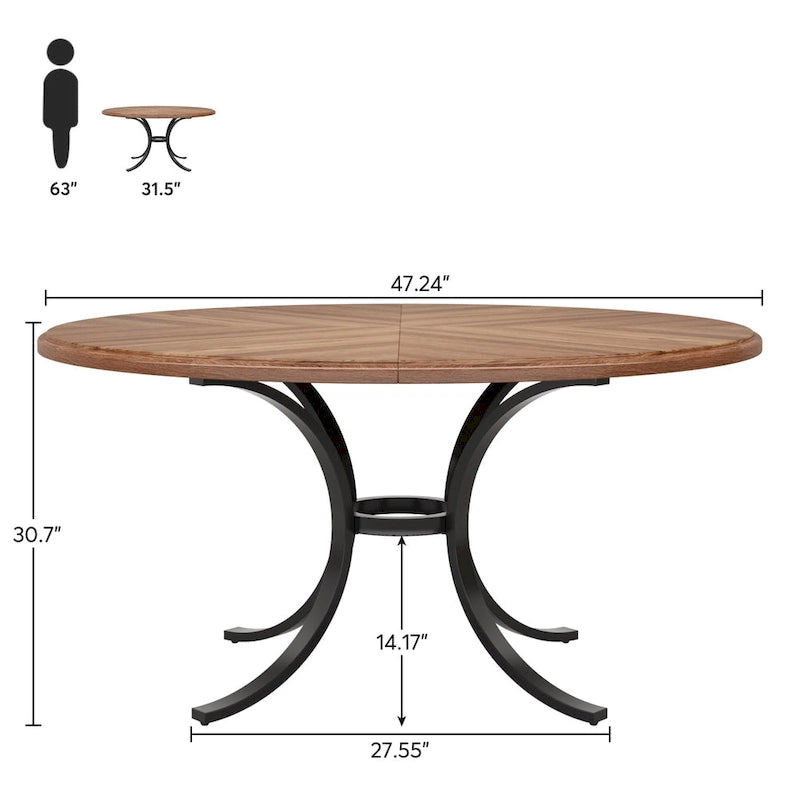47 inch Round Dining Table Circle Dining Room Table for 4 People