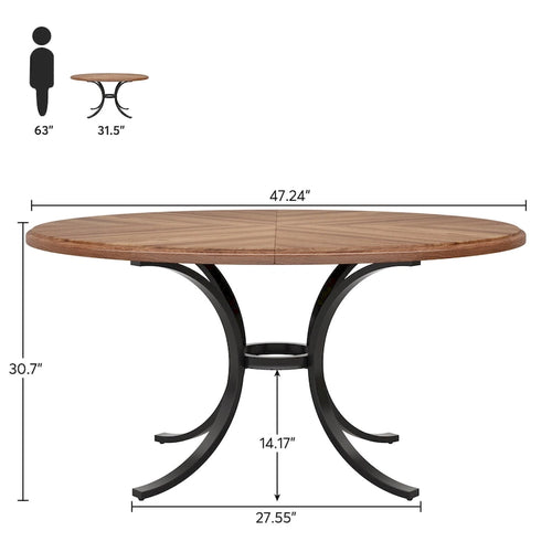 47 inch Round Dining Table Circle Dining Room Table for 4 People