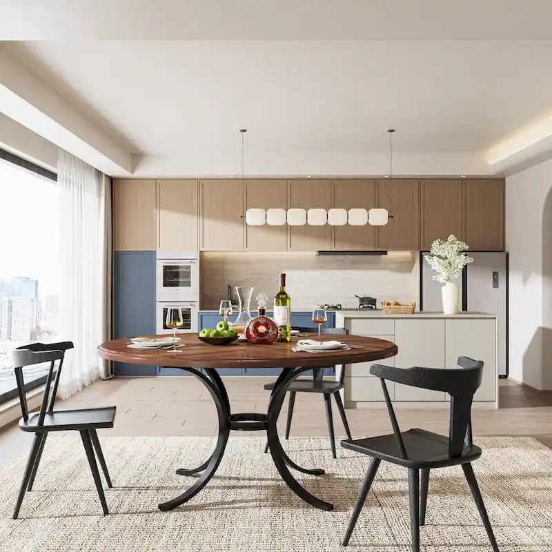 47 inch Round Dining Table Circle Dining Room Table for 4 People