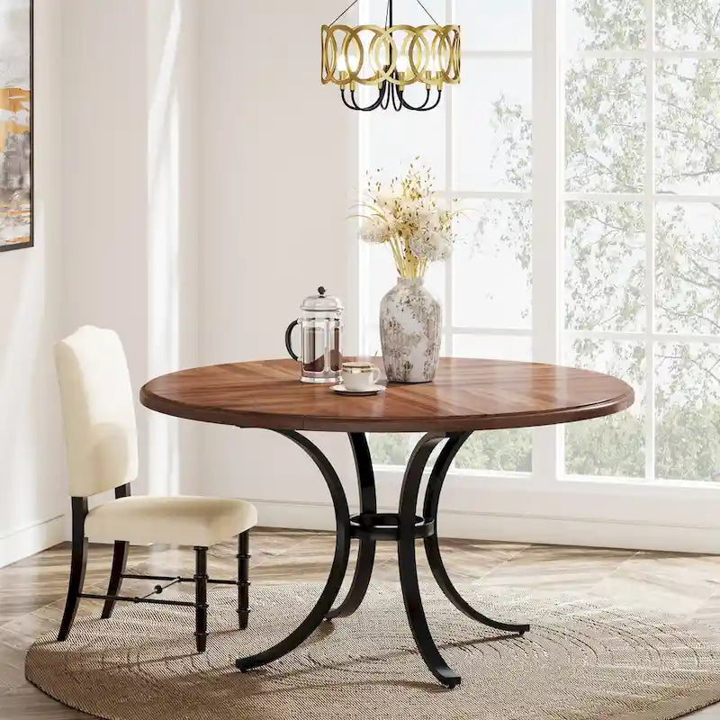 47 inch Round Dining Table Circle Dining Room Table for 4 People