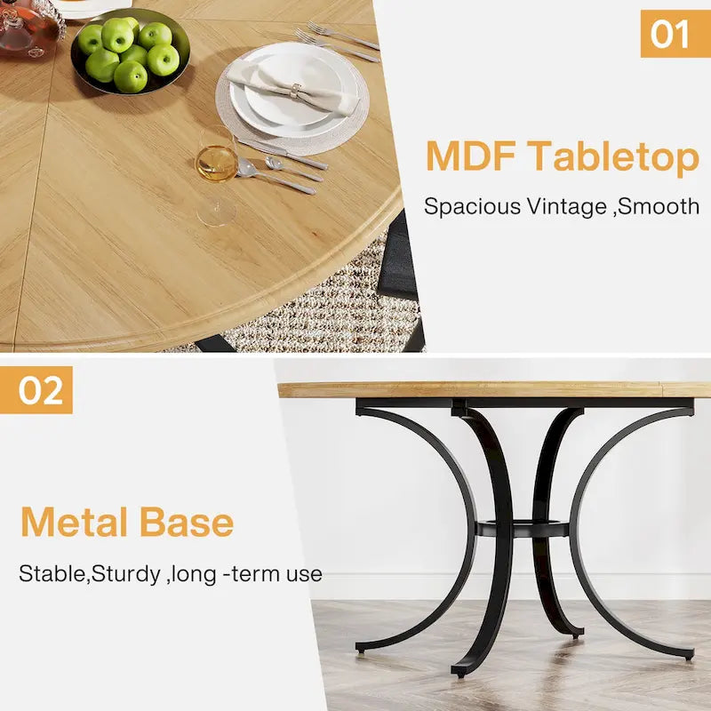 47 inch Round Dining Table Circle Dining Room Table for 4 People