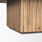 June Light Brown Wood w/ Fluting Square Coffee Table
