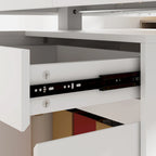 Ergonomic Sit-Stand Desk Pure White Elegance with Side Cabinet Table