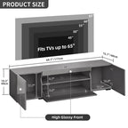 Moasis 70-inch High Glossy Wood TV Stand LED Entertainment Center Media Console