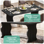 Modern Dining Table, 63 Rectangular Kitchen Table Black Dinner Table