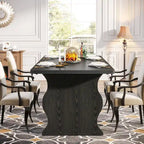 Modern Dining Table, 63 Rectangular Kitchen Table Black Dinner Table