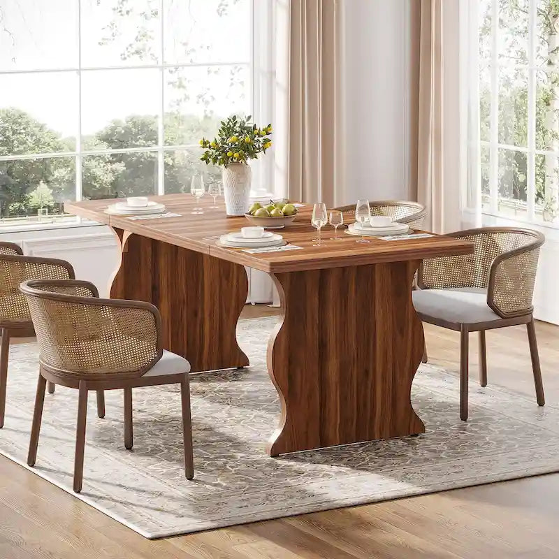 Modern Dining Table, 63 Rectangular Kitchen Table Black Dinner Table