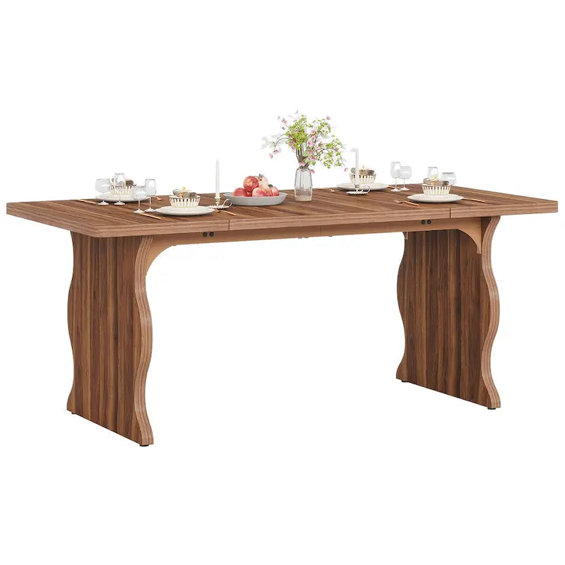 Modern Dining Table, 63 Rectangular Kitchen Table Black Dinner Table